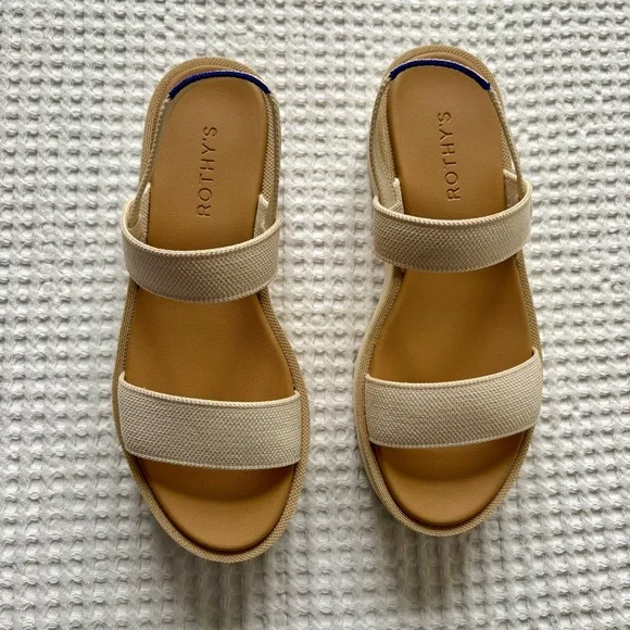 Rothy’s Women’s The Lightweight Wedge Sandal in Salt/Cream/Ivory Strappy: 7.5 - Picture 2 of 6